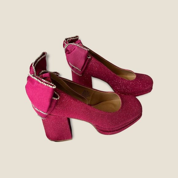 Torrid Betsey Johnson Pink Bow Back Heels Shoes 12WW - Picture 4 of 8